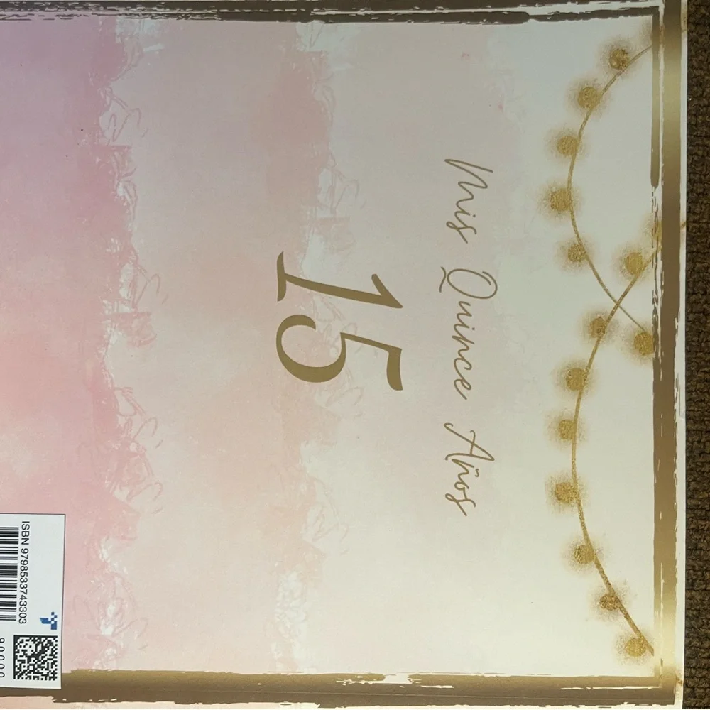 Charming Quinceañera Guest Book with Pink and Gold Design